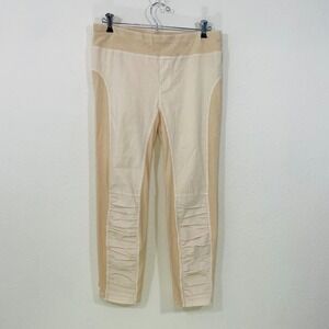XCVI Wearables Women's XS‎ Ruched Crop Pull On Pants Cotton Stretch Peach Beige
